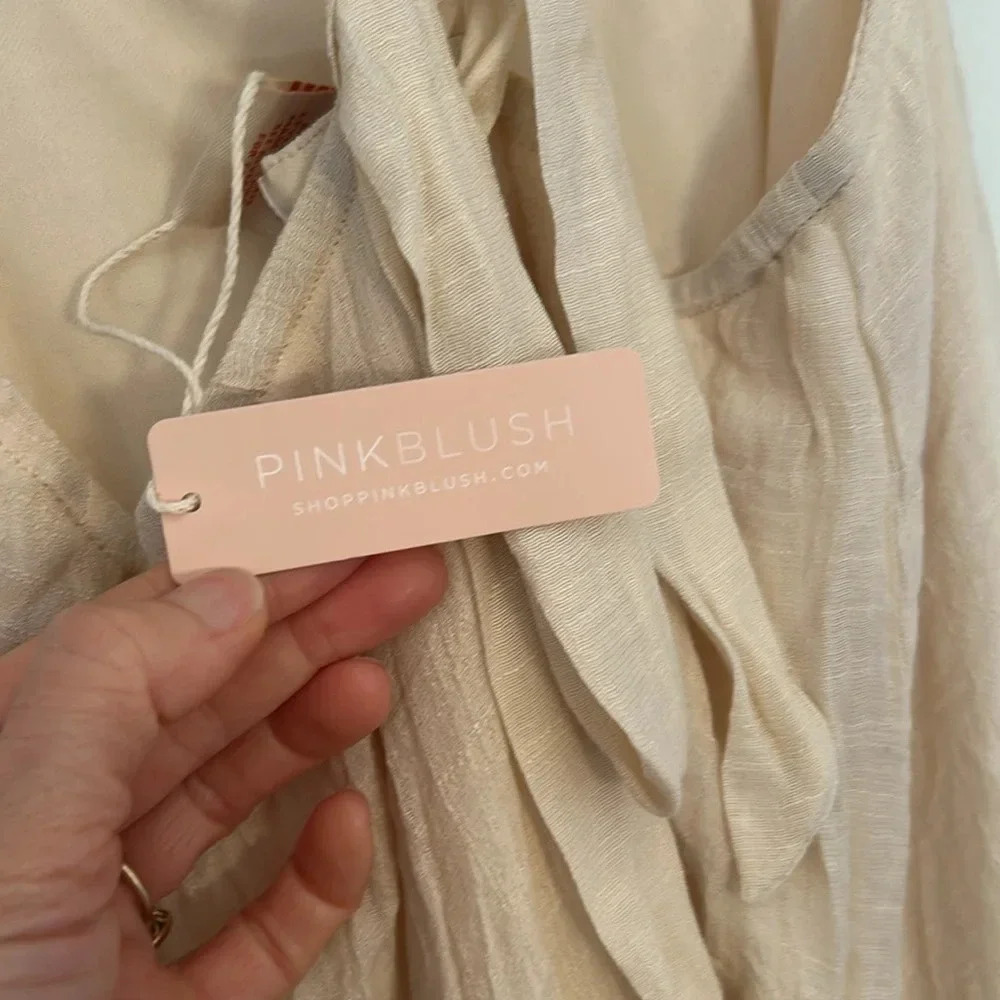 Pink Blush NWT Cream Boho Maternity Elopement/ Casual Wedding Maxi Dress , Small - Picture 9 of 11